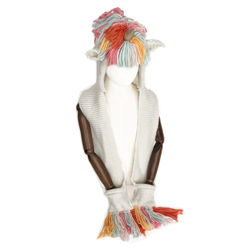 2-12 jaar Meisjes Winter Eenhoorn Hoed Sjaal Leuke Handgemaakte Kinderen Hoed Wrap Eenhoorn Caps Voor kinderen Warm wol Sjaals Hoed: 9 / S 2-6Y