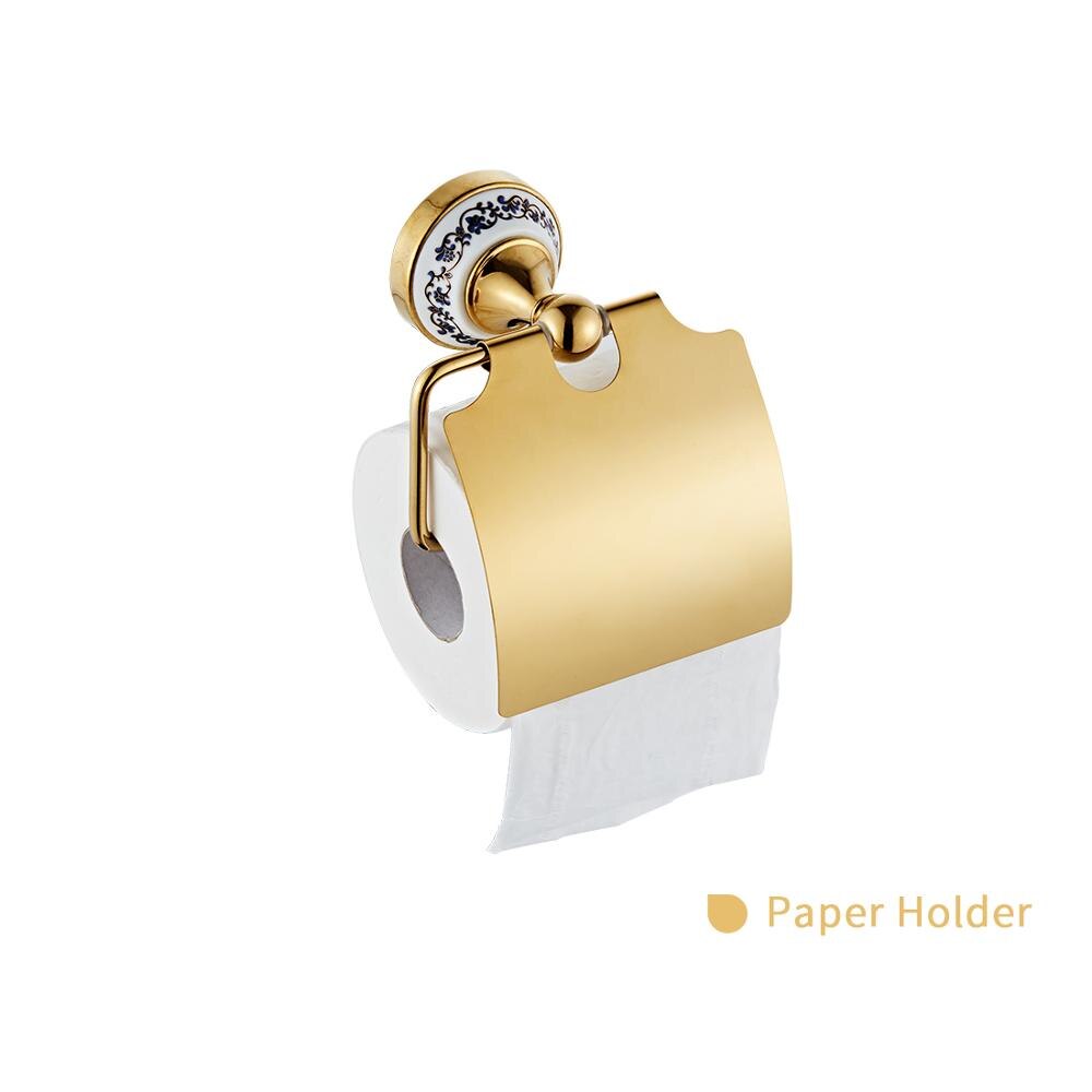 Guld badeværelsestilbehør keramik sæt håndklædeholder til væg toiletpapirholder toiletbørsteholder badeværelsesarmaturer: Papirholder