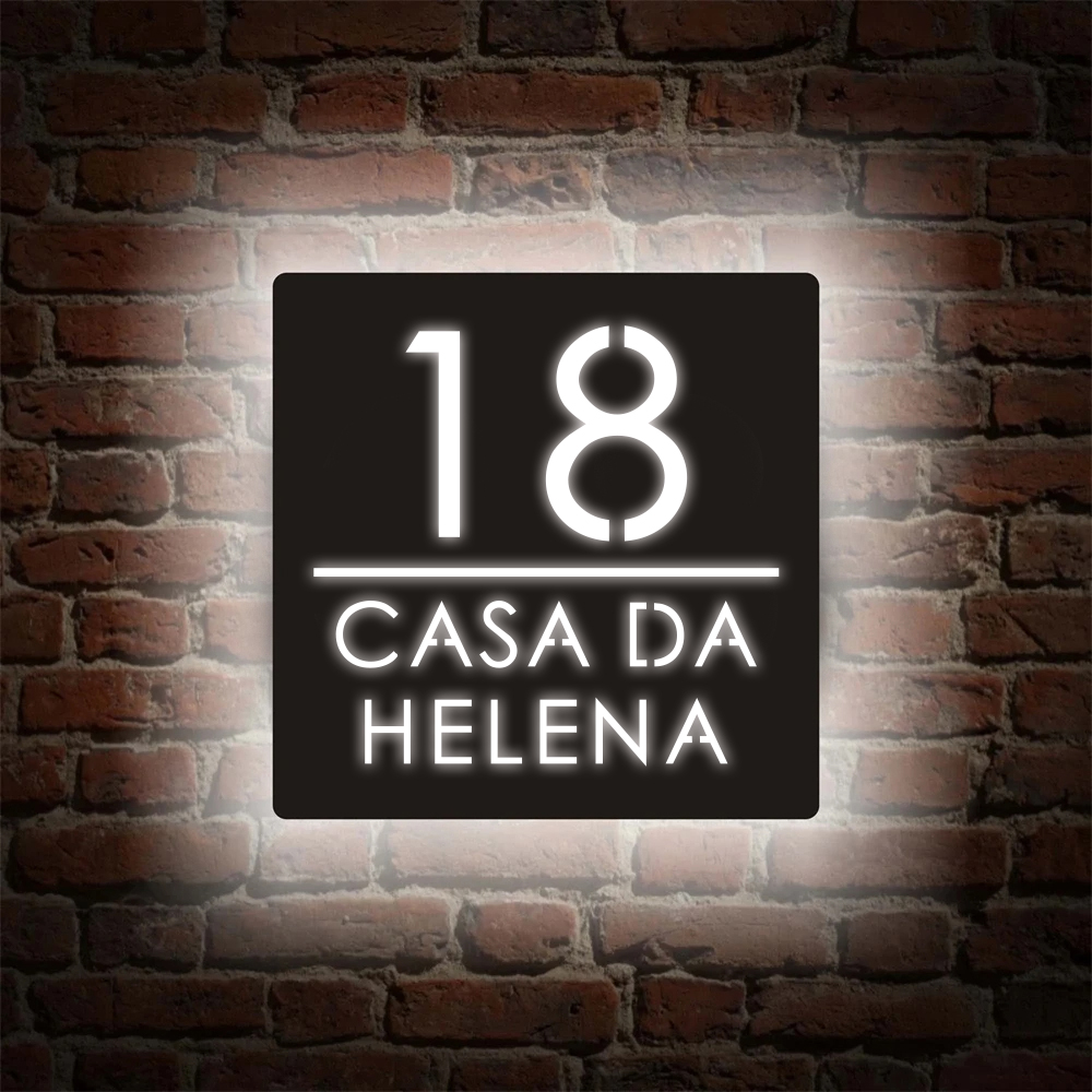 Home Custom House Number Sign LED Light Plate Number Box 3D Illuminated Square Acrylic Name Address Outside Door Plaque Decor