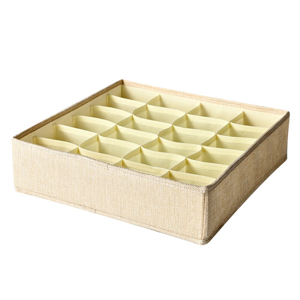 24 Compartment Closet Drawer Organizer Underwear Socks Wardrobe Storage Box Divider Ties Socks Storage Box for Dormitory closet: Khaki-33x33x9cm