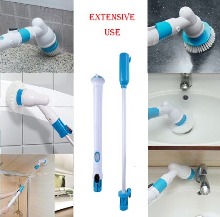 Turbo skrubbe elektriske borstel verstelbare vanddicht skoner trådløs opladen schone badeværelse køkken rengøringsværktøj sæt