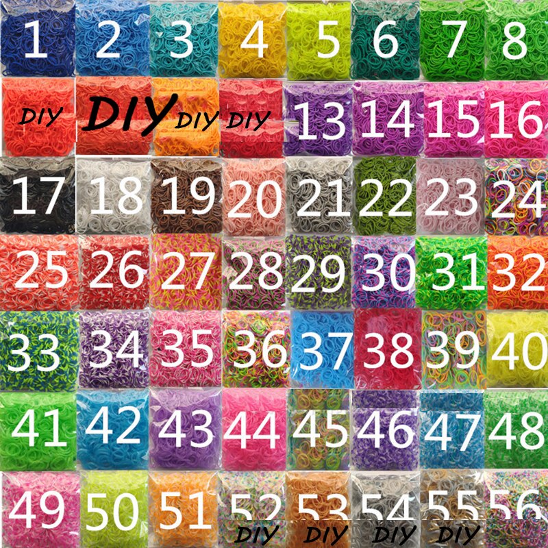 600 Stuks 46-60 Kleuren Loom Elastiekjes Armband Voor Kinderen Of Haar Rubber Loom Bands Maken Handmatig Geweven kleurrijke Diy Speelgoed Kerst