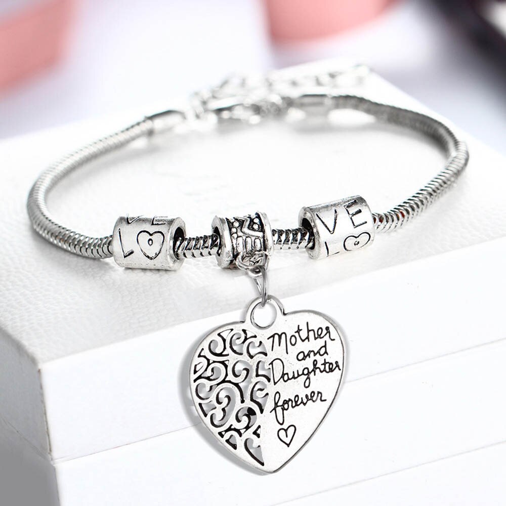 Mother Daughter Son Grandmother Heart Paw Lover Heart Bracelet Family Friends Love Charm Birthday Women Men Party Xmas BFF