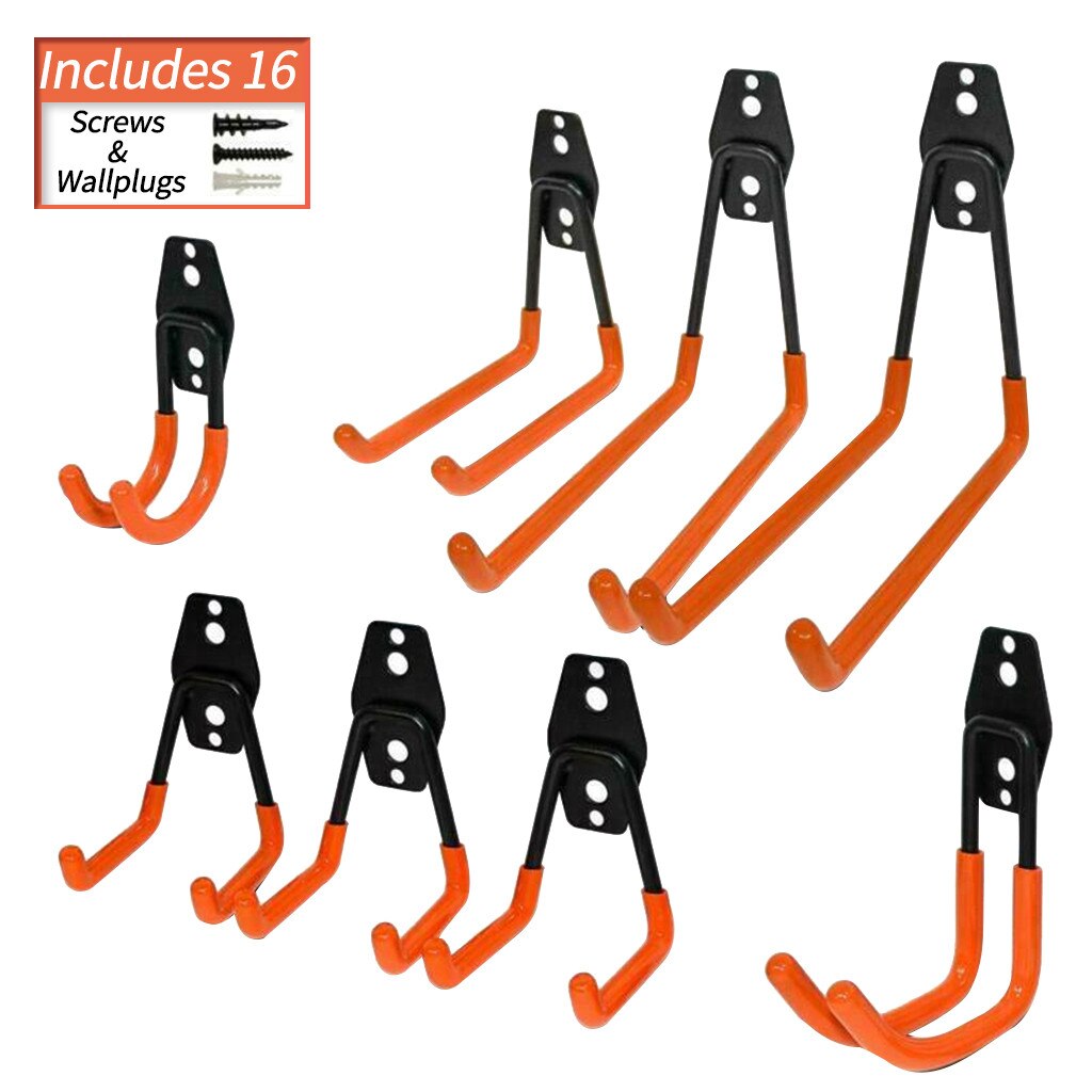 Heavy Duty Wall Hooks, 8-Pack Steel Garage Hooks for Garage Storage - Wall Mount Hanging Hooks Tool Organizer Holds