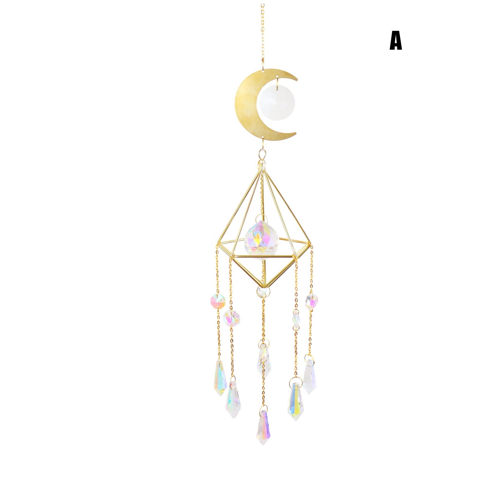 AB Rainbow Crystal Wind Chimes Suncatchers Rainbow Maker Window Prisms Hanging Decorations for Home Garden Decorative Chimes