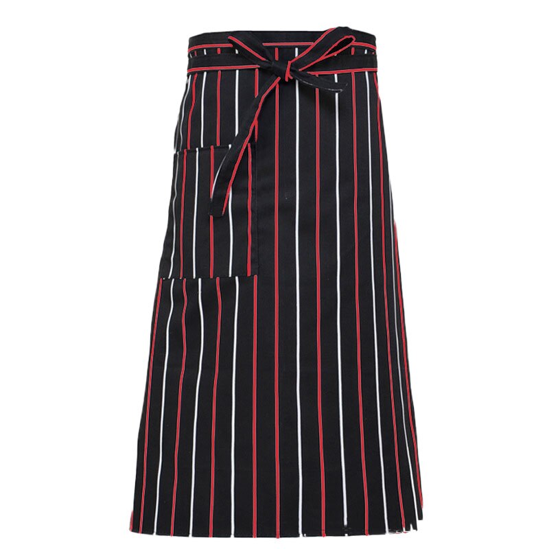 Waiter Kitchen Wear Men Chef Uniform Polyester Striped Women Waitress Restaurant Cook Costumes Cafe Pocket Chef Aprons: Half12
