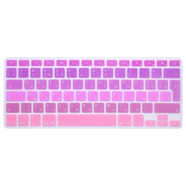 Silikoni eu/uk venäläinen kaltevuus musta värit näppäimistön kansi tarrojen suoja macbook air 13 "macbook pro retina 13 " 15 ": Vaaleanpunainen