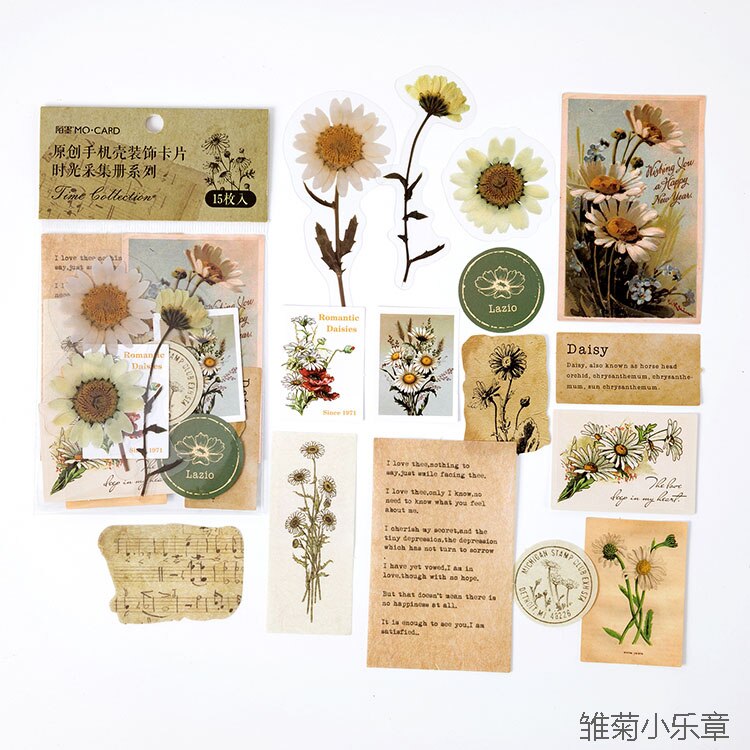 15 kpl aikakeräys paperikortti scrapbooking/korttien teko/journaling projekti diy retro puhelimen ripustin reikäkorteilla: 3