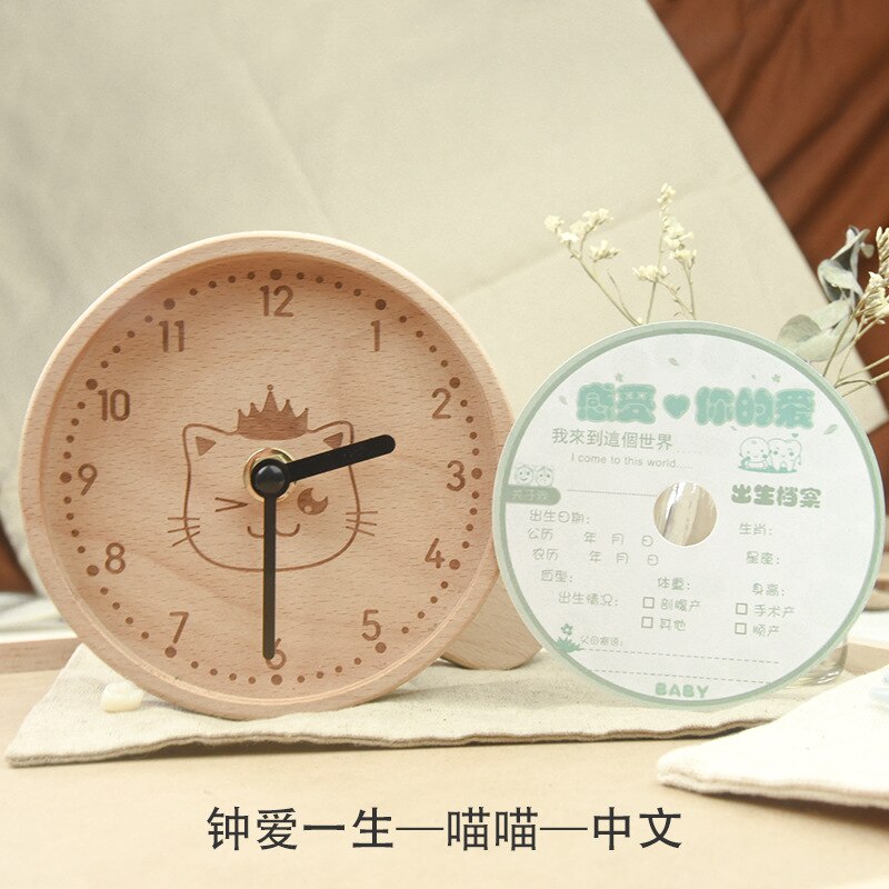 Ya wu horloge en bois fille et garçon bébé Lanugo bébé dents boîte enfants anglais japonais foetus cheveux dents boîte de rangement: Meow Chinese