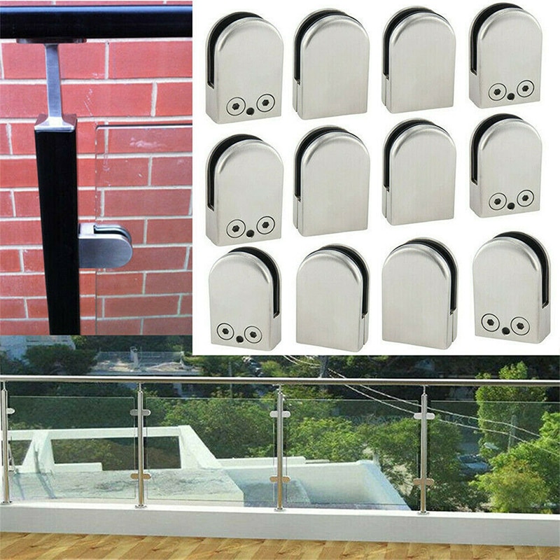 Rustfrit stål klemme klipsbeslag til gelænder balustrader trappestol 6-12mm glas til hjørne beslag enkel betjening
