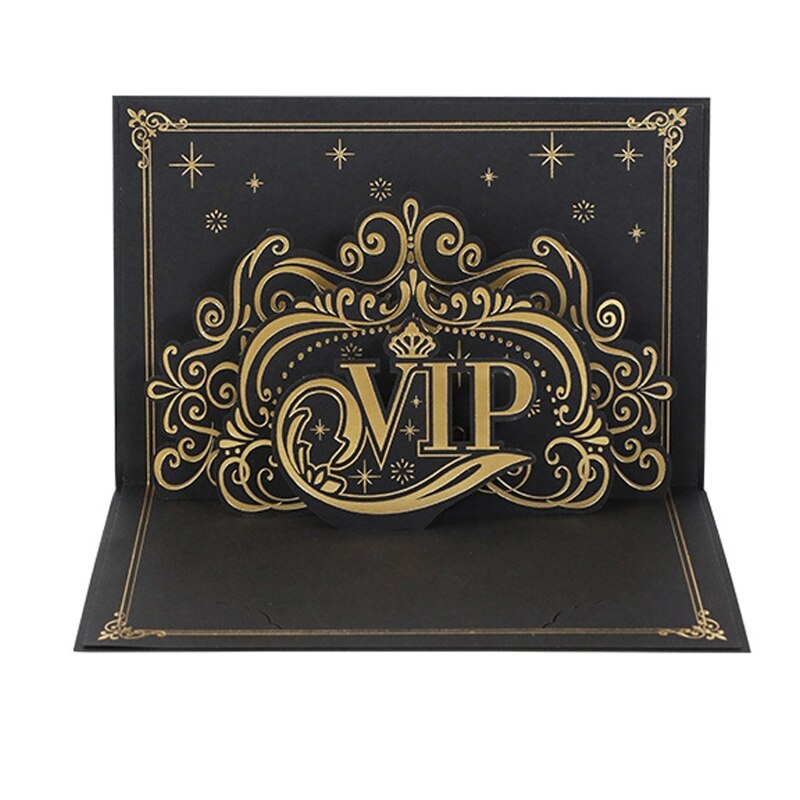 VIP Greeting Card Pop Up Love 3D Bronzing Message Inviation Thank Card for business Customer Office Staff Party Invite
