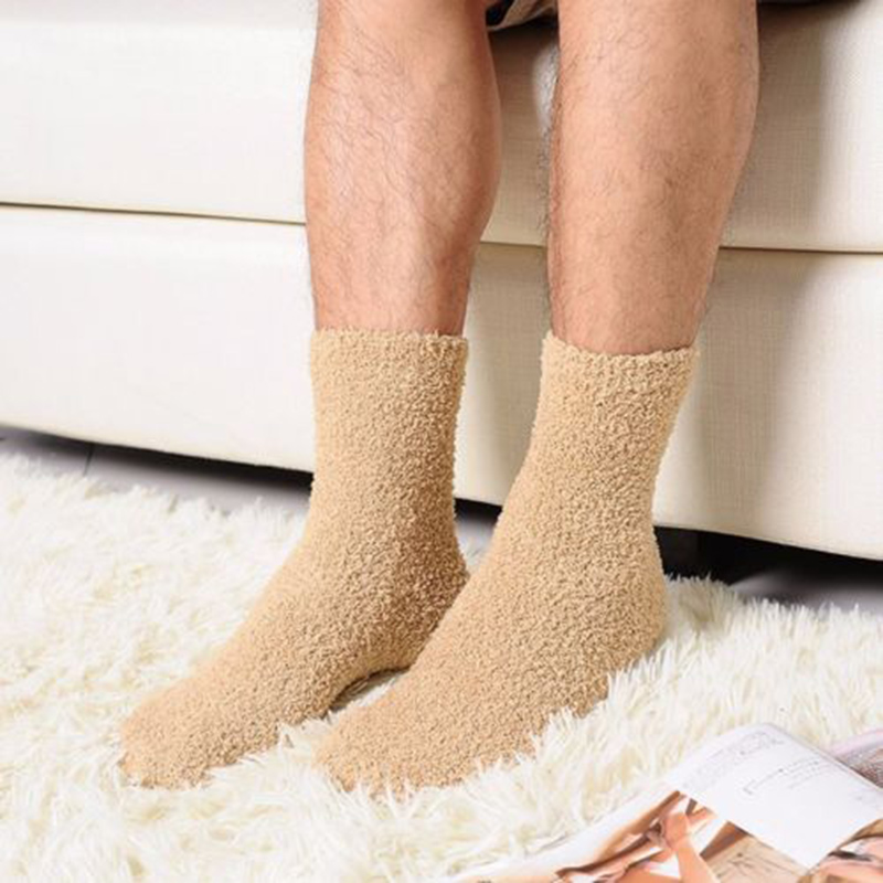 Fluffy Super Cozy Cashmere Velvet Soft Socks Thicken Winter Warm Bed Floor Home Slipper Sock Men Women Unisex: Khaki