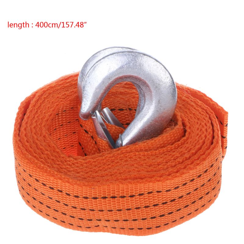 Car Tow Cable Heavy Duty Towing Pull Rope 4M 3 Ton Strap Hooks Van Road Recovery