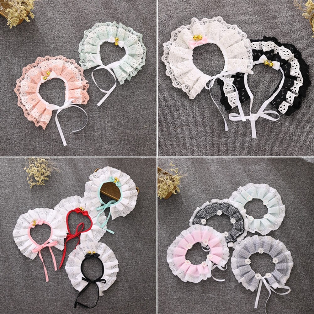 Collier cloche en dentelle pour chat, chaton fleur, nœud, ficelle, sangle de cou, fourniture pour animaux de compagnie, dentelle/fleur, décor de cou avec cloche