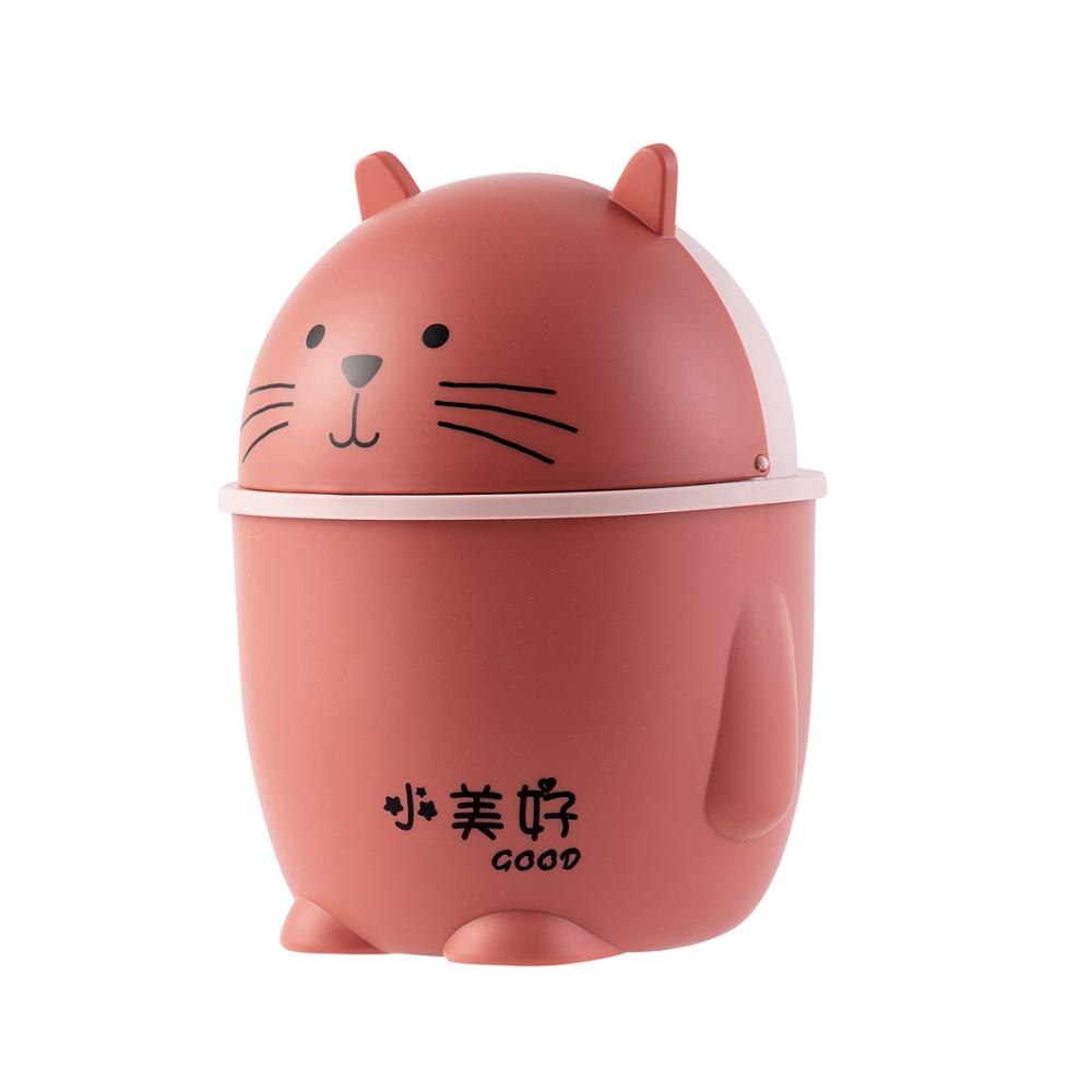 Creatieve Cartoon Desktop Prullenbak Met Swing Deksel Puin Opbergdoos Vuilnisbak Kantoorbenodigdheden Kleine Prullenbak Mini Auto Kattenbakvulling kan: Red