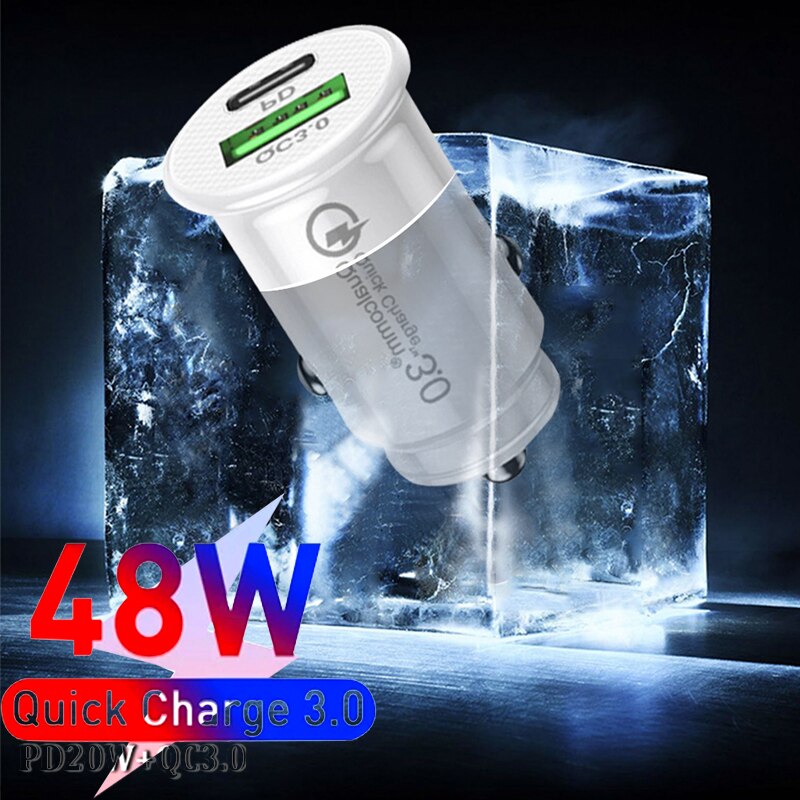 48W QC PD 3.0 szybka ładowarka samochodowa dla iPhone 12 11 Pro Max Mini Xiaomi Huawei Samsung S10 9 szybkie ładowanie typu C USB