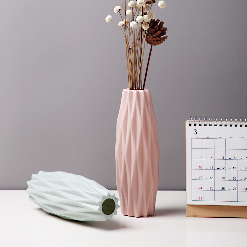 1pc Origami plastique Vase blanc Imitation céramique Pot de fleur panier de fleurs Vase décoration maison nordique décoration