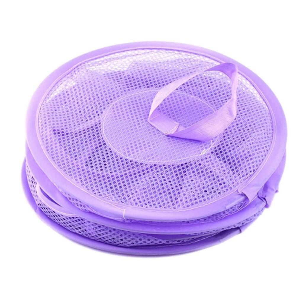 Household Breathable Hanging Bag Toy Storage Hanging Basket Mesh Hanging Cage Folding Three-layer Underwear Drying Basket: Purple