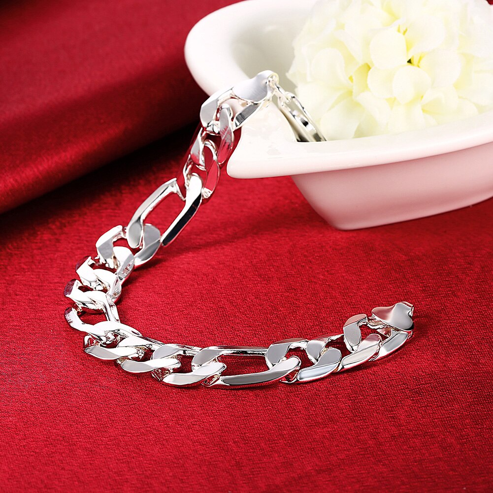 Heißer 925 Sterling Silber Armbänder halskette Schmuck-einstellen für männer klassische 12MM Kette 18/20/22/24/26/28/30 zoll Party