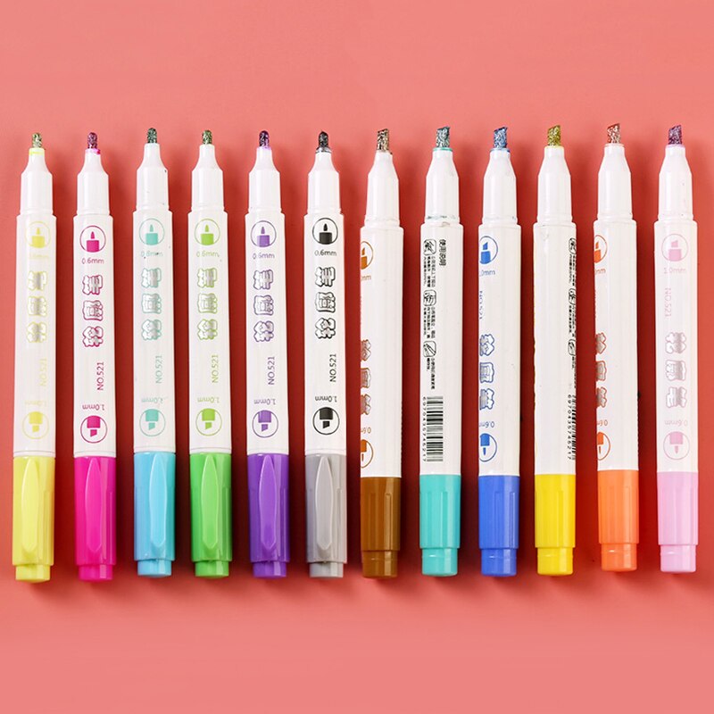 Outline Marker Set 8pcs Double-line Highlighter fo... – Grandado