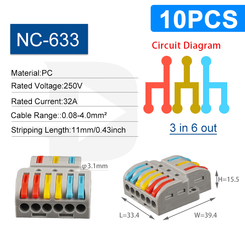 Mini Fast Wiring Connectors Universal Compact Splitter Electrical Cable Push-in Conductors Connector With Lever Terminal Block: Orange