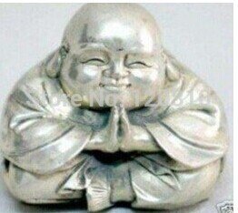 Standbeeld van Boeddha uit Tibet zilver lachen