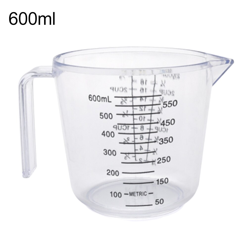 150/300/600ml Plastic Measuring Cups with Handle Water Milk Egg Scale Clear Scale Transparent Mug Pour Spout Measuring Cup Mug: Transparent600ml