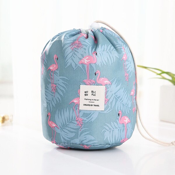 Portable drawstring Cosmetic Bag Women Travel Necessarie Make up Organizer Female Toiletry Kit Case Makeup Wash Storage Pouch: Flamingo