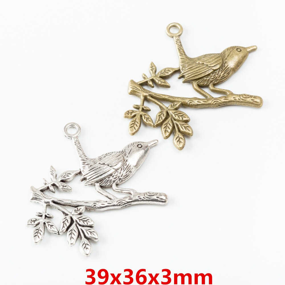 10 stk vintage gammel fugl zink legering charms vedhæng egnet til diy armbånd halskæde metal smykker tilbehør 6551