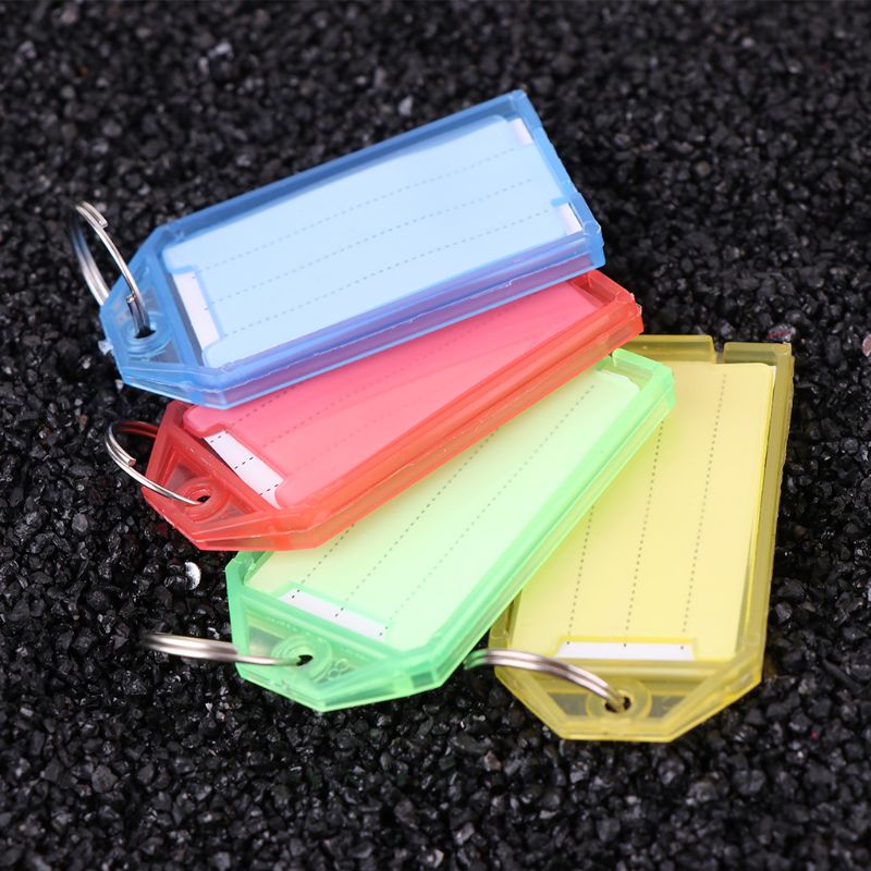 50 Stuks Plastic Key Id Label Tags Met Split Ring Sleutelhanger Naam Adres Wandelen Venster Bagage Card