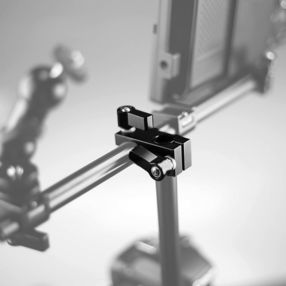 NICEYRIG Double Rod Clamp 15mm 90 Degrees Vertically Rail Connector Adapter DSLR Camera Rig Aluminum Alloy Black 2pcs Hand Screw