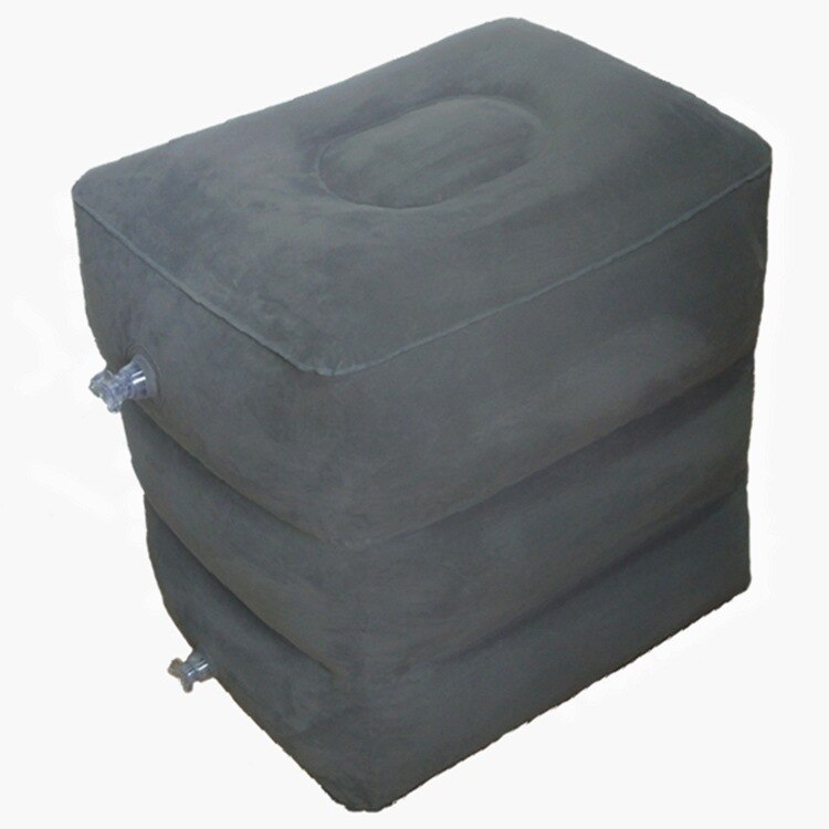 PVC Inflatable Travel Pillow Foot Rest Pillow Kids Airplane Sleep Bed Car Height Adjustable Adult Flight Sleeping Resting Pillow: Dark Gray