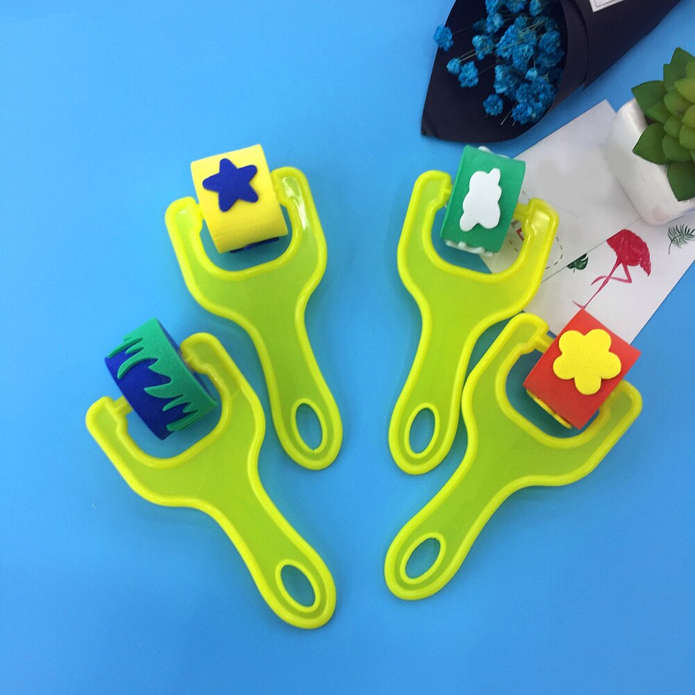 4 stuks bloemenster sponsroller verfkwast doe-het-zelf schildergereedschap kinderspeelgoed