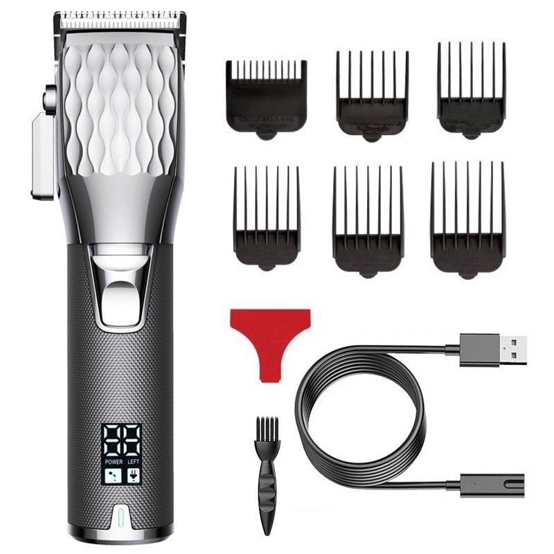 Mannen Professionele Oplaadbare Tondeuse Kapper Aanpassing Salon Machine Tondeuse Lcd Diaplay Elektrische Haar Snijgereedschap
