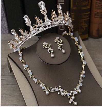 Koreanische Gold Ohrringe Halsketten Tiara schmuck einstellen Braut Zubehör Hochzeit Schmuck: Ursprünglich Titel