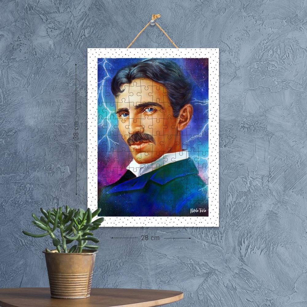 Dekoration puslespil nikola tesla 100 stk, puslespil til voksne og børn, klæbemiddel og rop til at hænge frit