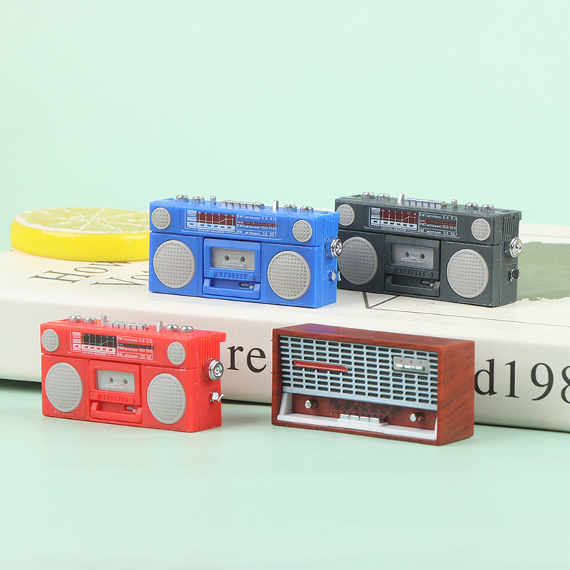 1:12 Dollhouse Miniatuur Ouderwetse Radio Recorder Model Retro Radio Model Meubels Accessoires Speelgoed