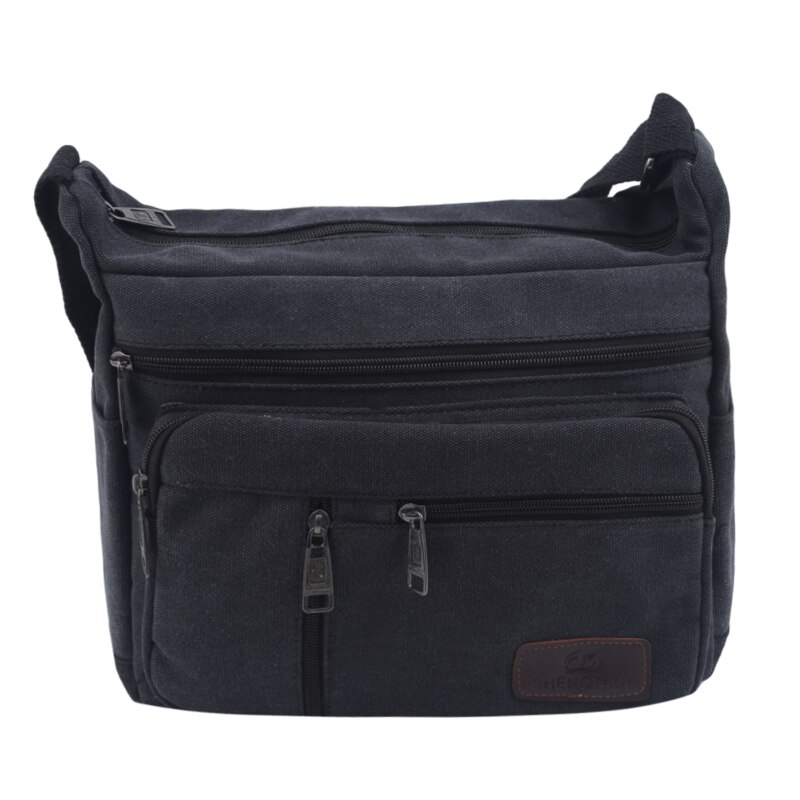 Unisex Canvas Crossbody Bags Single Shoulder Bags Travel Casual Handbags messenger bags Solid Zipper Schoolbags for Teenagers: black