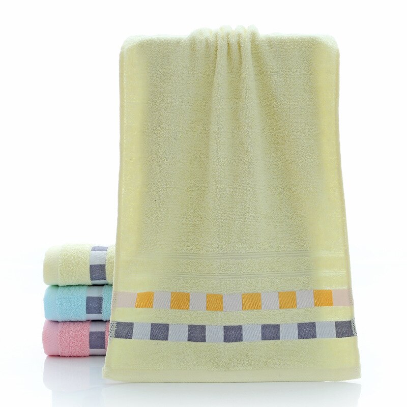 74 x 33cm bomuldshåndklæde hurtigtørrende geometriske mønstre bløde tørre håndklæder køkken rene absorberende håndklæder ensfarvet træningshåndklæde: Lysegul