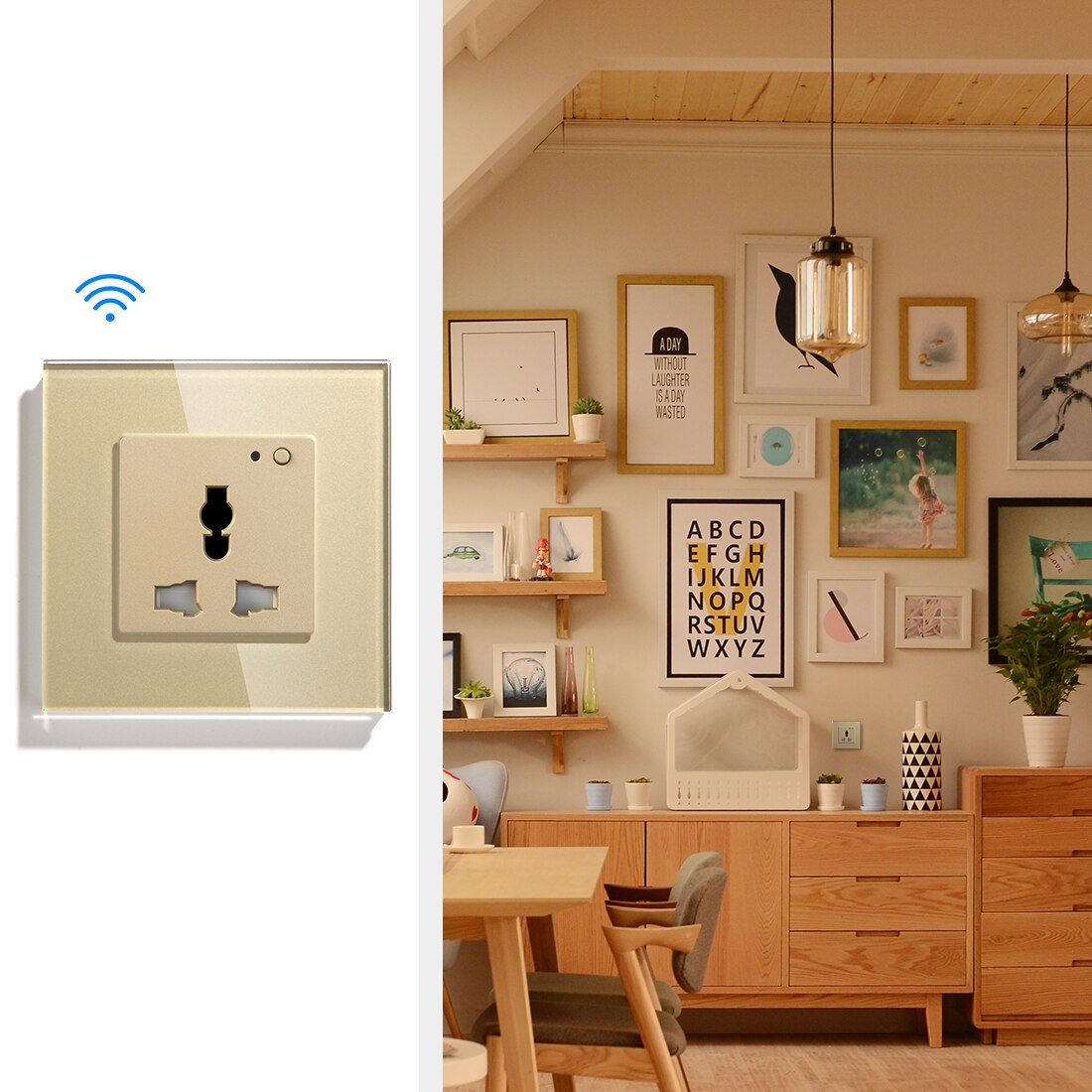 BSEED Wifi Multifunction Socket Wall Socket Smart Outlet Black White Gloden Crystal Panel 13A Power Socket For Smart House
