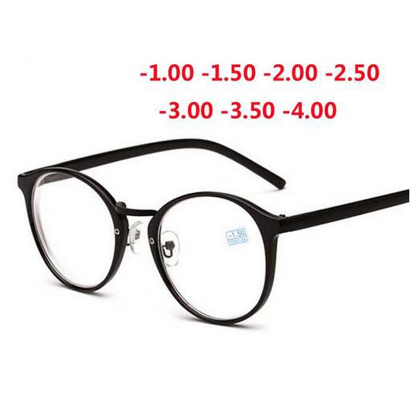 Afgewerkt Bijziendheid Bril Vrouwen Mannen Retro Clear Spiegel Ronde Student Bijziend Brillen-1-1.5-2-2.5 -3-3.5-4.0