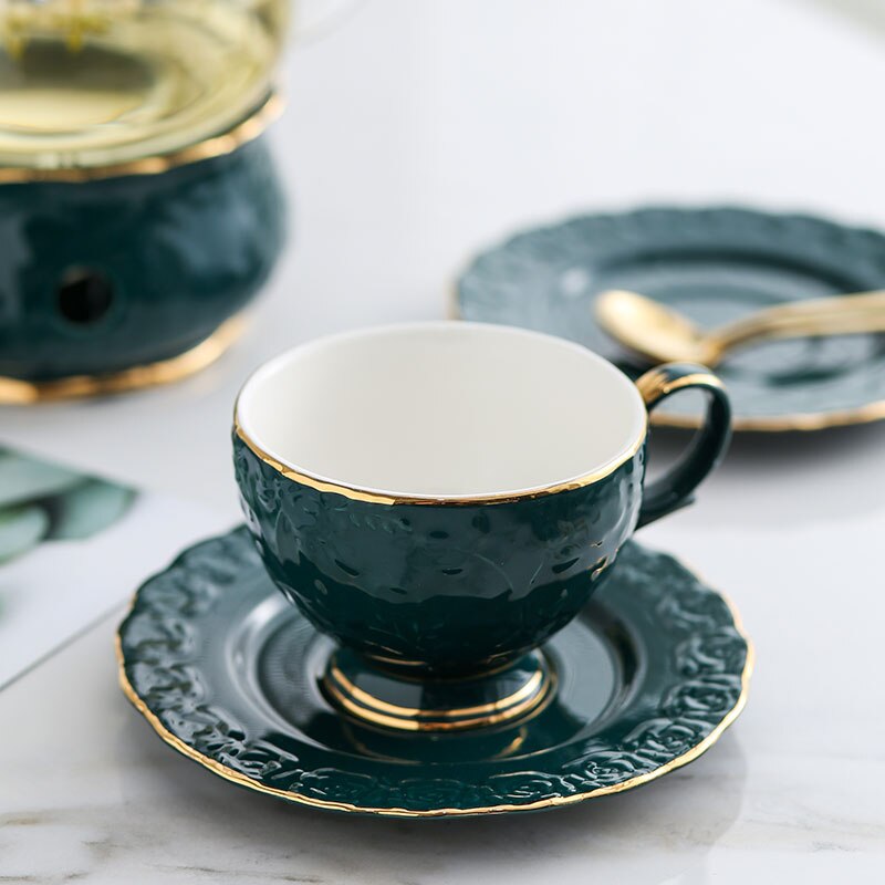 Bone China Coffee Cup Retro Ceramic Tea Cup and Saucer Set Luxury Afternoon Tea Coffee Cup and Saucer DD60CS