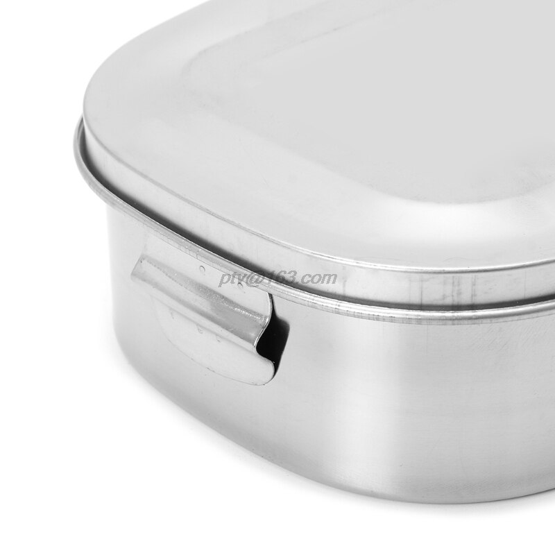 Stainless Steel Square Lunch Box Bento Food Picnic Container Travel 1/2 Layer