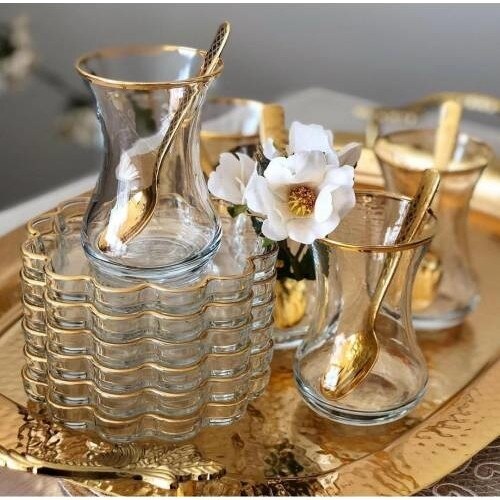 Ensemble à Café Turc Sena 6 Pièces - Style Traditionnel, Couleur Argent - Ouvert Mais Neuf