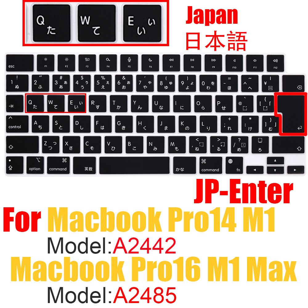 Japanese Laptop keyboard cover protector for macbook pro13 A2159A2289 For macbook air13 A2179 A1932 Keyboard case laptop skin: A2442 A2485 Pro 2021