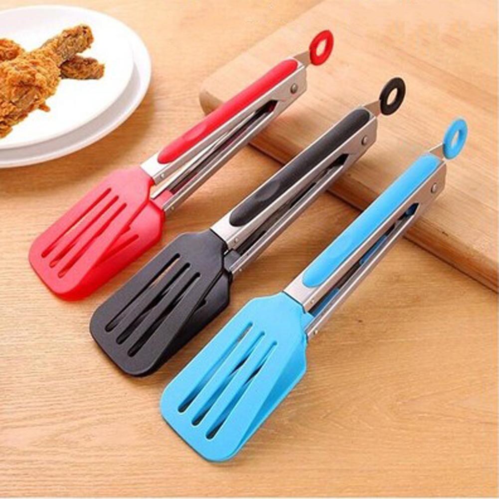 Silicone Voedsel Tong Rvs Keuken Tang Siliconen Antislip Koken Clip Clamp Bbq Salade Gereedschap Grill Keuken Accessoires