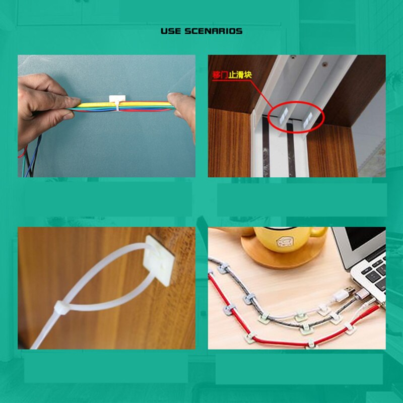 Soporte para cables de 25x25cm, 100 Uds., accesorios de cableado, organizador de cables, soporte para cables, sujeción de cables, Piec de posicionamiento