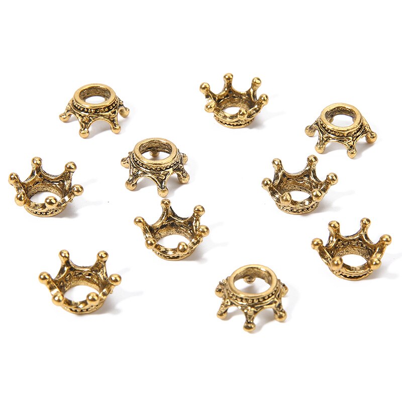 50 stks/partij Goud/Zilver/Antiek Brons Kleur Crown Bead Caps Connectors Charms End Kralen Cap Voor DIY Sieraden maken Bevindingen: Antique Gold