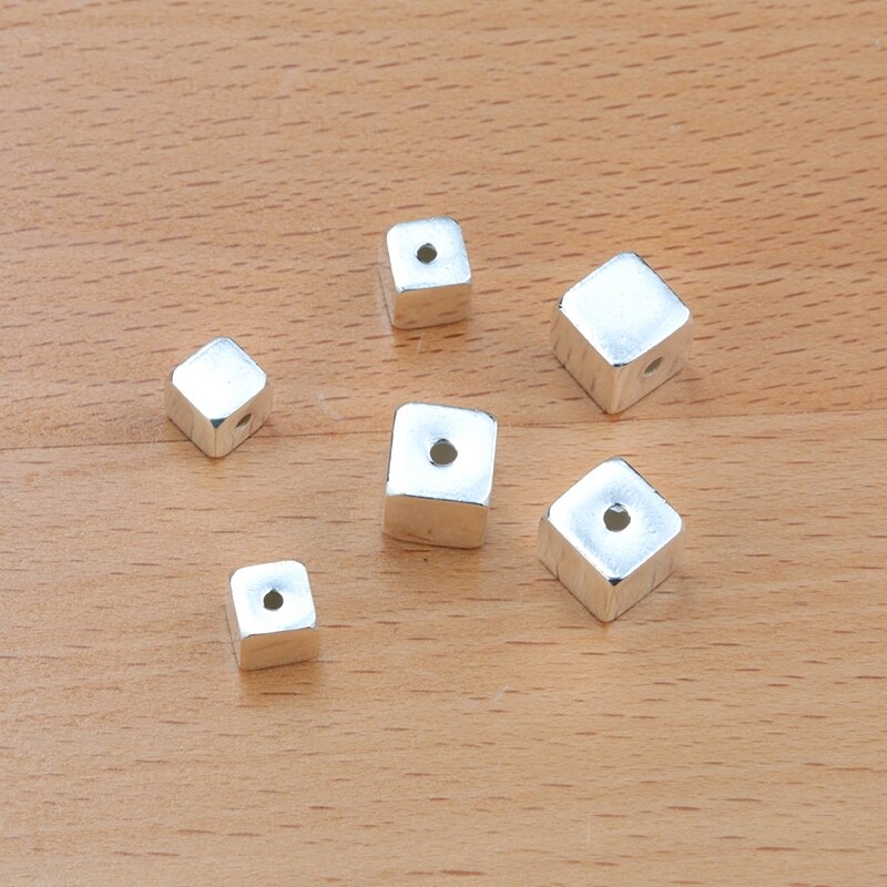 Uma peça 925 prata esterlina grânulos de prata 925 jóias descobertas praça suave contas de jóias para pulseira de prata & colar