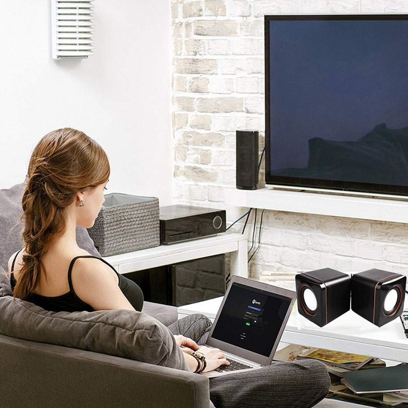 Jtke Mini Draagbare Usb Speaker Compact Kleine Vierkante 3.5 Mm Audio Jack Laptop Desktop Computer